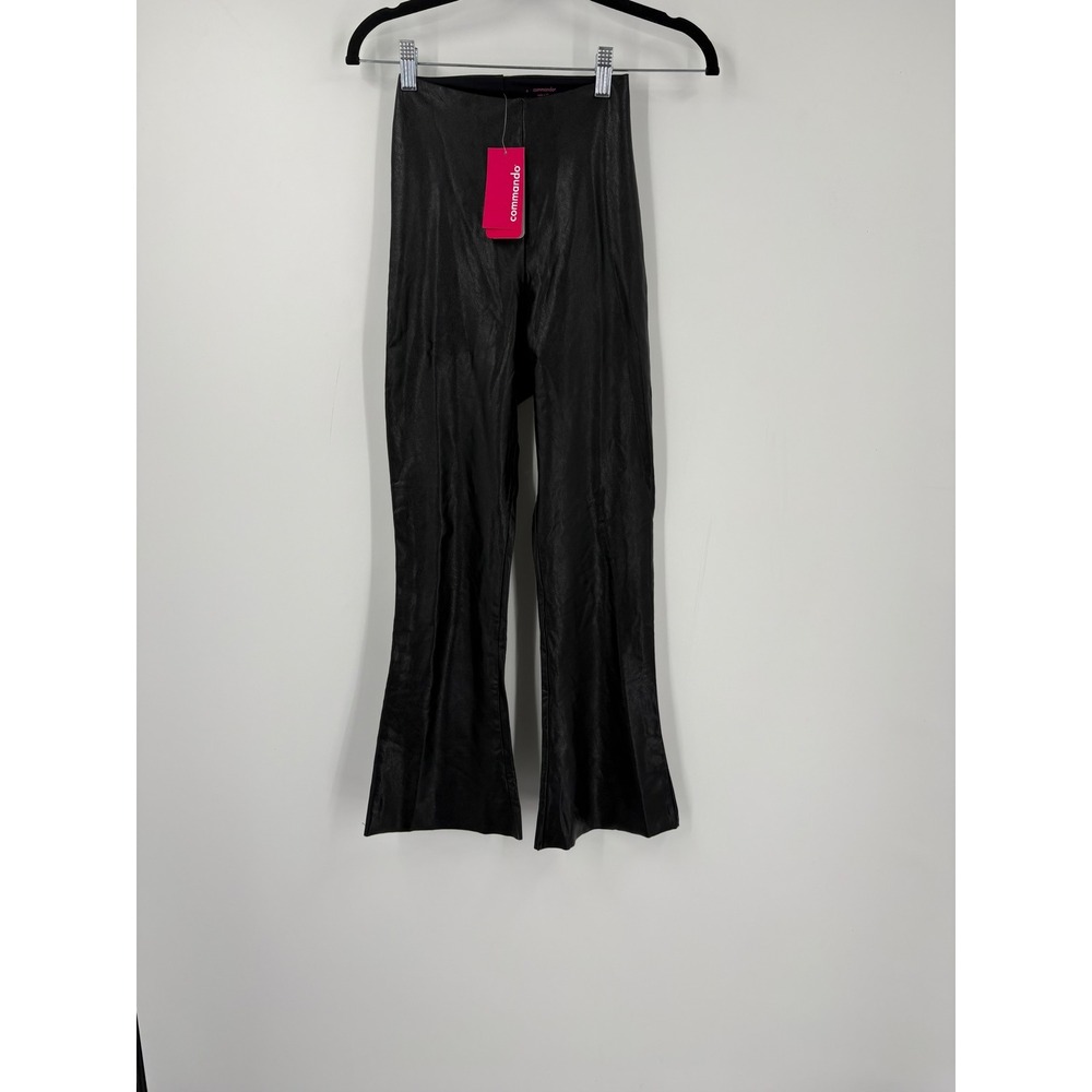 Commando Faux Leather Cropped Flare Legging Black High Rise Small NEW